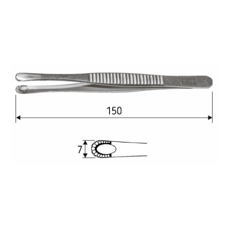 Пінцет для тканини хірургічний Russ-model, 15см, J-16-115 Surgicon